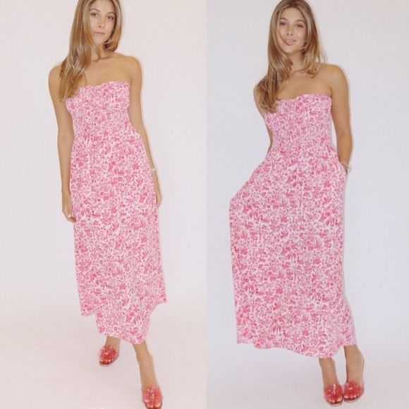 Hill House Dresses & Skirts - HILL HOUSE Size XL NWT Lucy Dress Strawberry Daiquiri Pink Sherwood Forest Midi